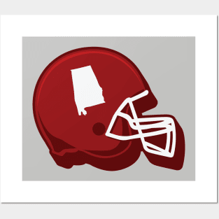 Alabama Outline Football Helmet Posters and Art